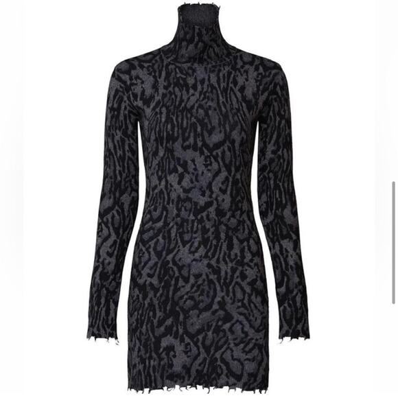 Pam & Gela Ocelot Mock Neck Dress Grey - Picture 6 of 14